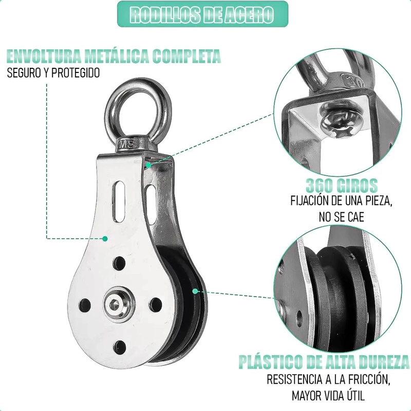 SISTEMA DE POLEA PARA GIMNASIO EN CASA CON ACCESORIOS COMPLETOS - 5