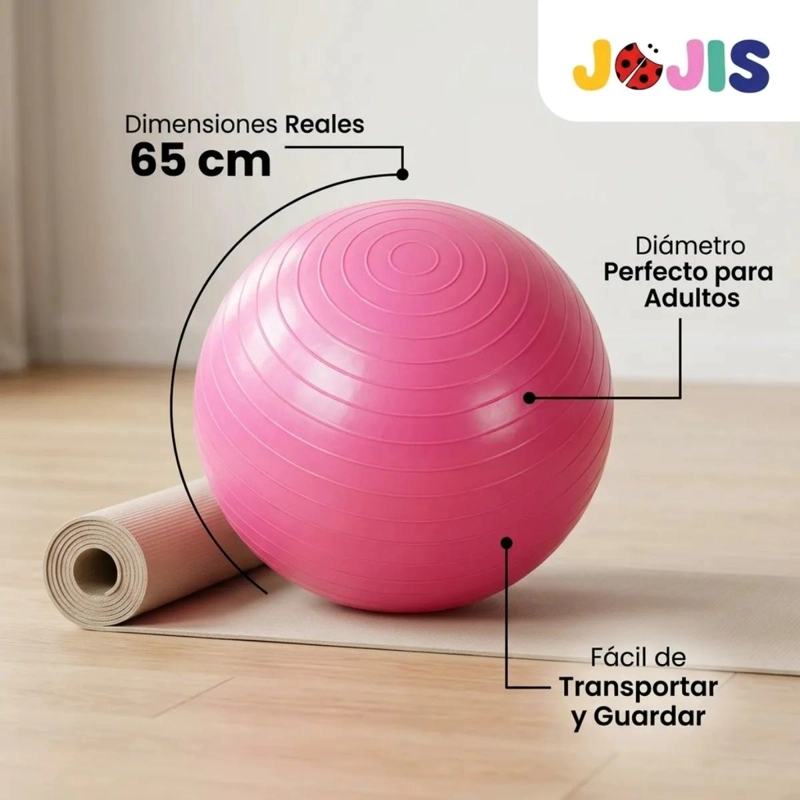 PELOTA PARA YOGA Y PILATES DE 65 CM CON INFLADOR PARA EMBARAZO Y POST PARTO - 4