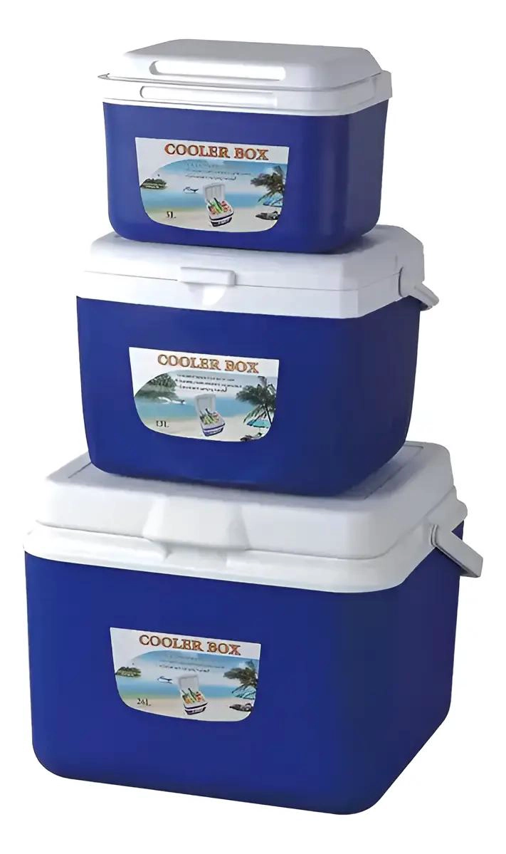 PACK DE 3 COOLERS CON CAPACIDAD DE 26L, 13L Y 5L EN COLOR AZUL - 1