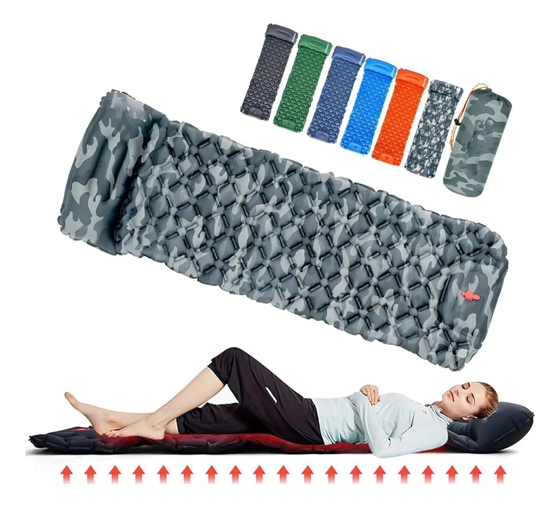 COLCHONETA INFLABLE PARA CAMPING 1 PLAZA NYLON CAMUFLAJE 223X70 CM - 2