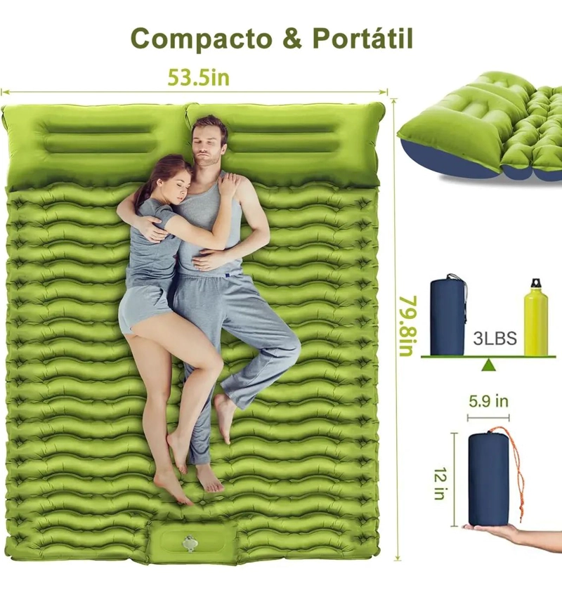 COLCHONETA AUTOINFLABLE MATRIMONIAL PORTATIL PARA CAMPING Y DESCANSO - 2