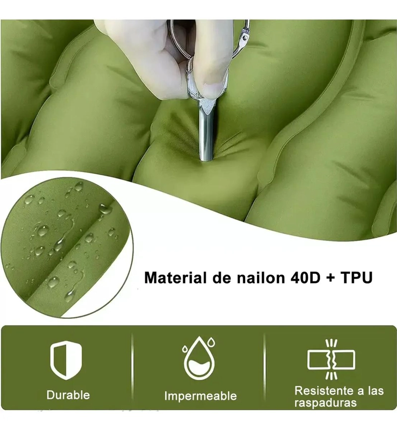 COLCHONETA AUTOINFLABLE MATRIMONIAL PORTATIL PARA CAMPING Y DESCANSO - 5