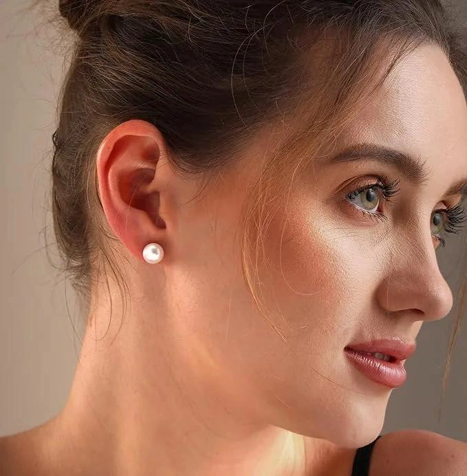 AROS PARA DAMA CON PERLA CULTIVADA BLANCA DE 10MM EN PLATA ITALIANA LEY 925 - 5
