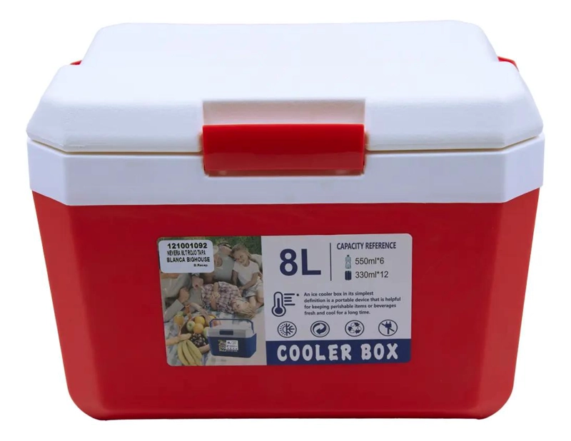 ENFRIADOR PORTATIL DE 8 LITROS CON TAPA BLANCA Y CUERPO ROJO - 3