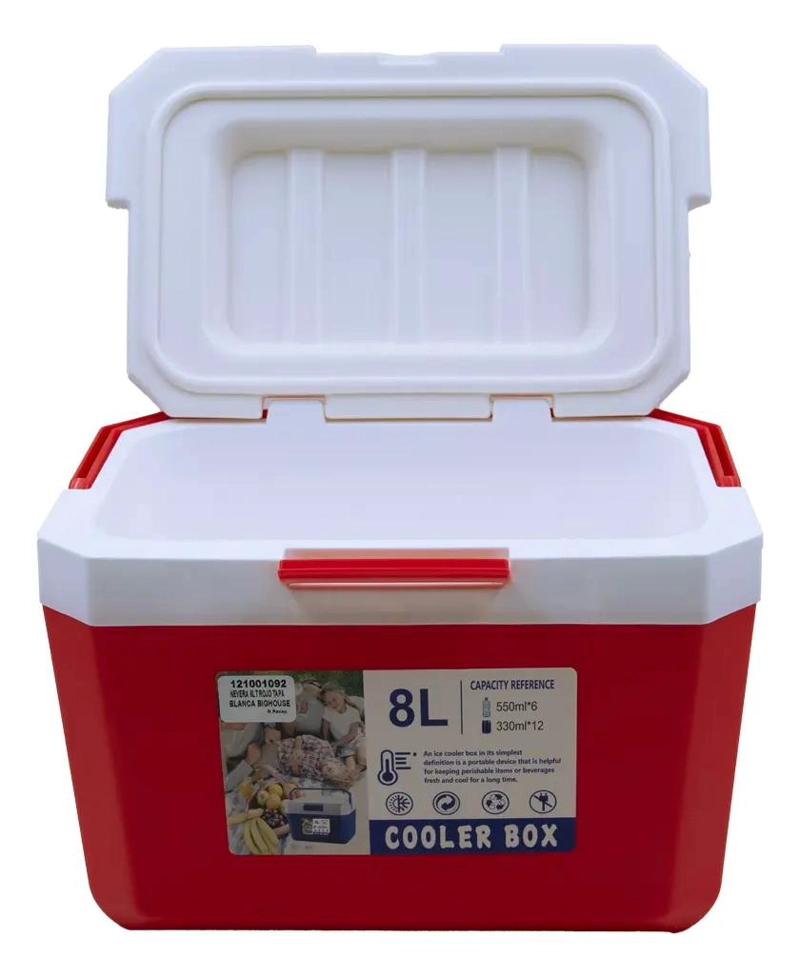 ENFRIADOR PORTATIL DE 8 LITROS CON TAPA BLANCA Y CUERPO ROJO - 5