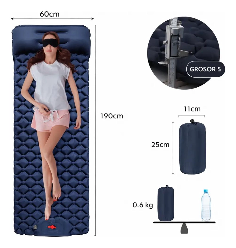 COLCHONETA INFLABLE PORTATIL PARA TREKKING EN NYLON RESISTENTE - 2