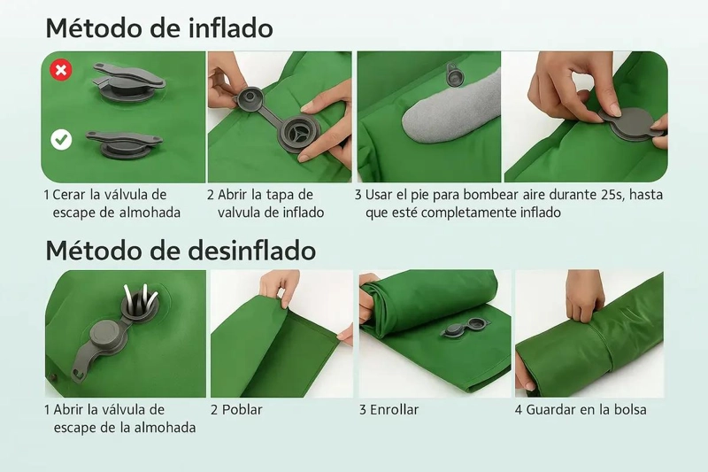 COLCHONETA INFLABLE PORTATIL PARA TREKKING EN NYLON RESISTENTE - 4