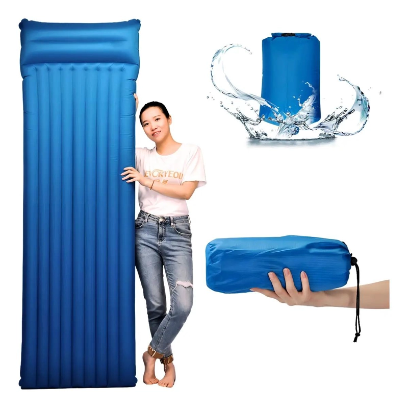COLCHONETA INFLABLE PLEGABLE PARA CAMPING Y PICNIC COLOR AZUL - 2