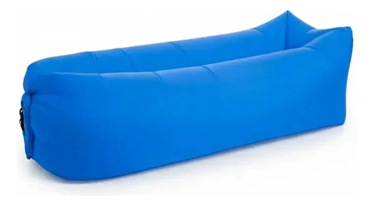 SILLON INFLABLE TUMBONA COJIN BANANO PARA CAMPING Y PLAYA AZUL - 1