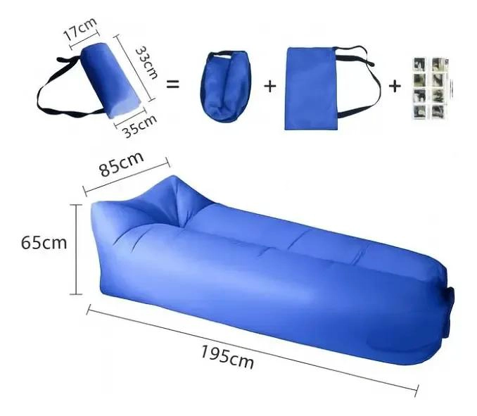 SILLON INFLABLE TUMBONA COJIN BANANO PARA CAMPING Y PLAYA AZUL - 4