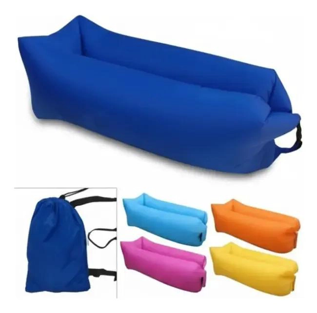 SILLON INFLABLE TUMBONA COJIN BANANO PARA CAMPING Y PLAYA AZUL - 5