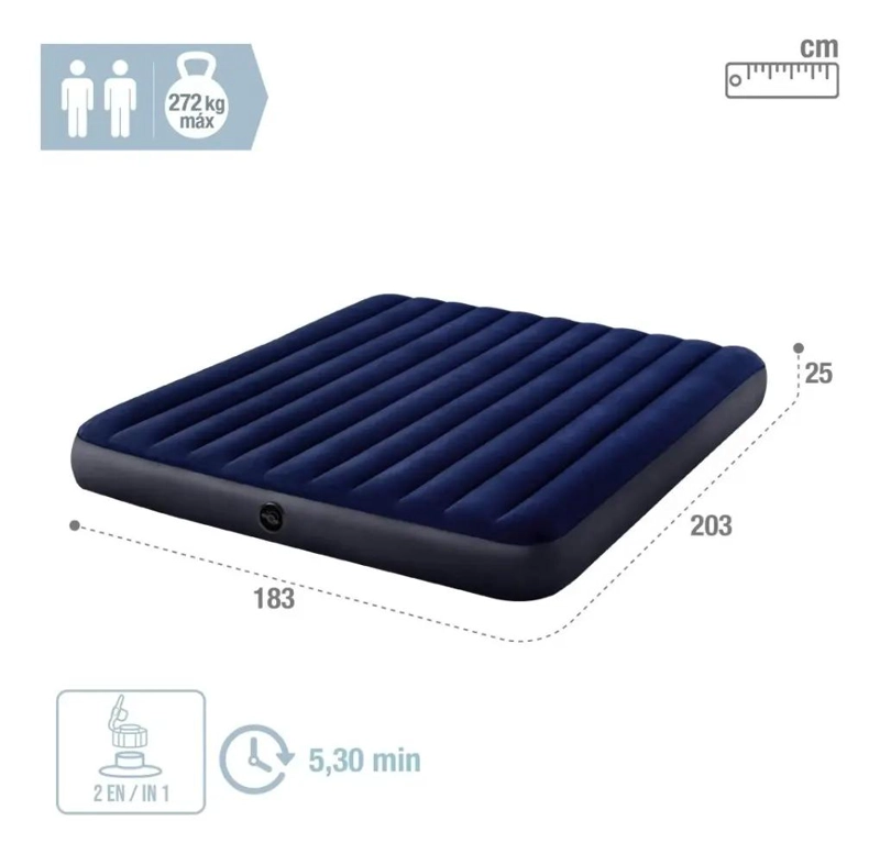 COLCHON INFLABLE KING SIZE CON TECNOLOGIA DURA BEAM Y SUPERFICIE ESTANDAR - 1