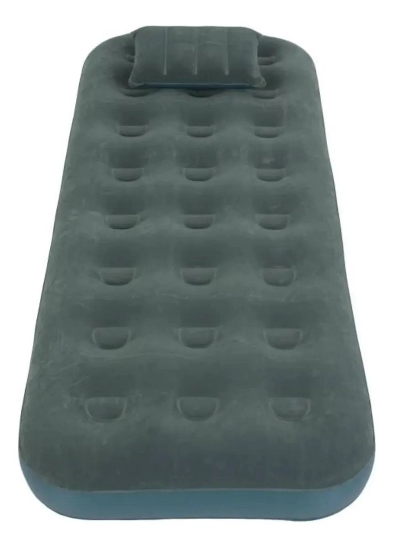 COLCHON INFLABLE INDIVIDUAL CON ALMOHADA E INFLADOR MANUAL INCLUIDO - 1