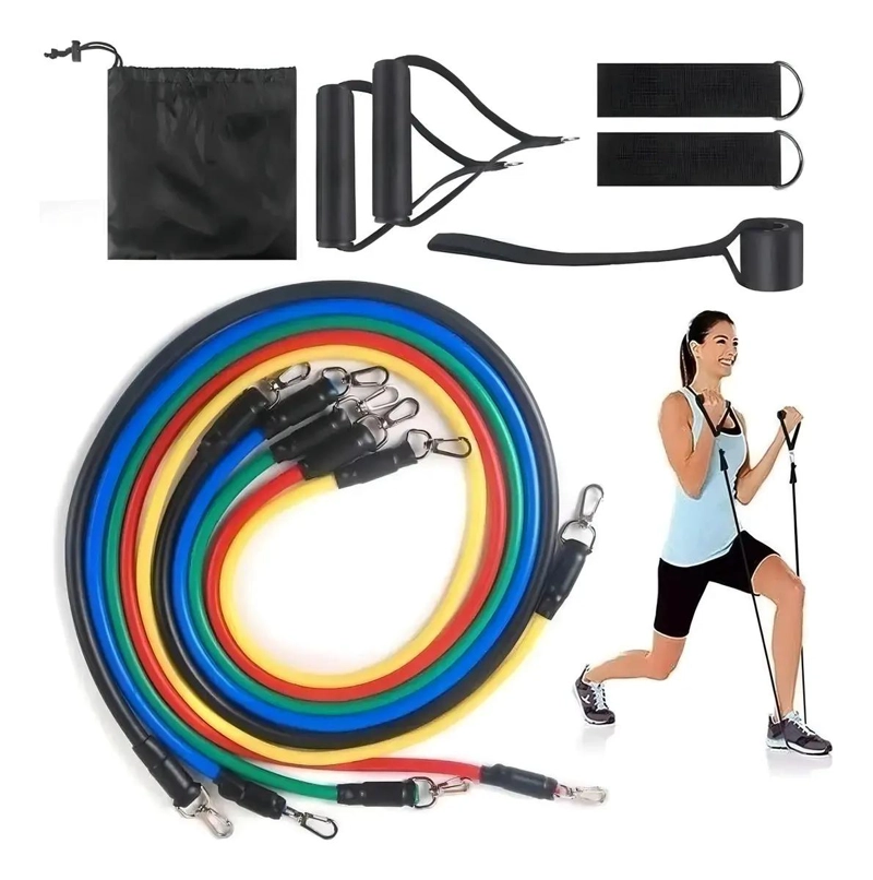 SET DE 11 BANDAS ELASTICAS DE RESISTENCIA EN LATEX PARA EJERCICIO - 1