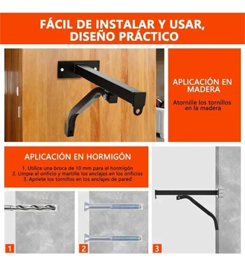 SOPORTE RESISTENTE PARA SACO DE BOXEO COLGANTE HASTA 100 KG - 5