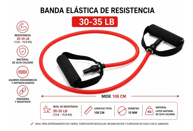 BANDA DE RESISTENCIA ALTA CON AGARRE PARA EJERCICIOS DE FITNESS - 2