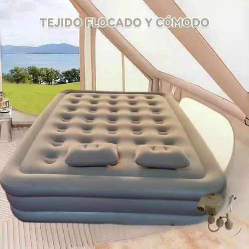 COLCHON INFLABLE ELE CTRICO PARA DOS PERSONAS CON BOMBA RECARGABLE - 2
