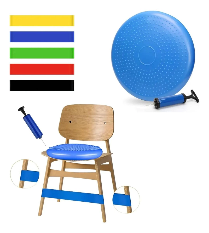 SET DE COJIN PARA EQUILIBRIO SENSORIAL CON 5 BANDAS ELASTICAS PARA TERAPIA - 1