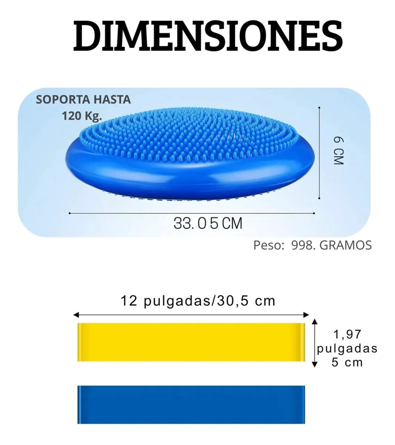 SET DE COJIN PARA EQUILIBRIO SENSORIAL CON 5 BANDAS ELASTICAS PARA TERAPIA - 2