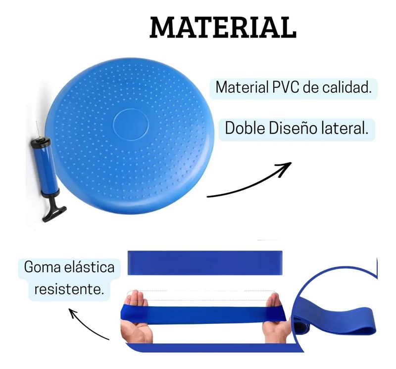 SET DE COJIN PARA EQUILIBRIO SENSORIAL CON 5 BANDAS ELASTICAS PARA TERAPIA - 3