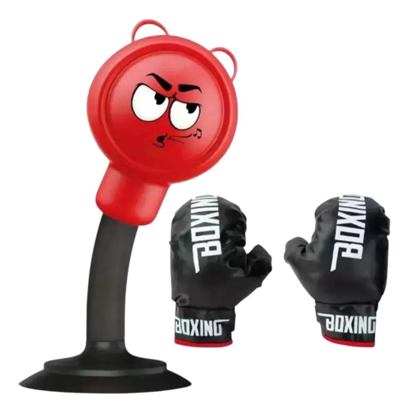 KIT DE MINI BOXEO INFANTIL CON GUANTES Y BASE ROJA PARA NIÑOS - 1