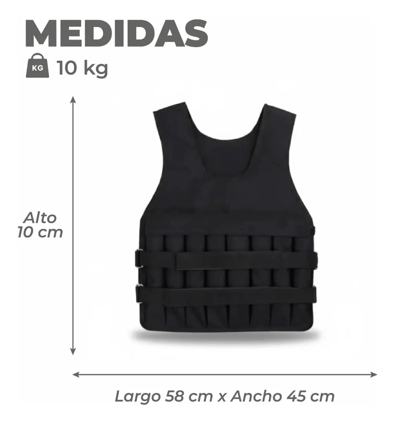 CHALECO DE PESO AJUSTABLE CON LASTRE DE 10 KG PARA ENTRENAMIENTO - 3