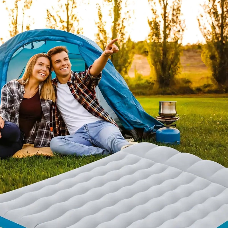 COLCHON INFLABLE PARA CAMPING GRIS 2 PLAZAS 127X193X24 CM - 3