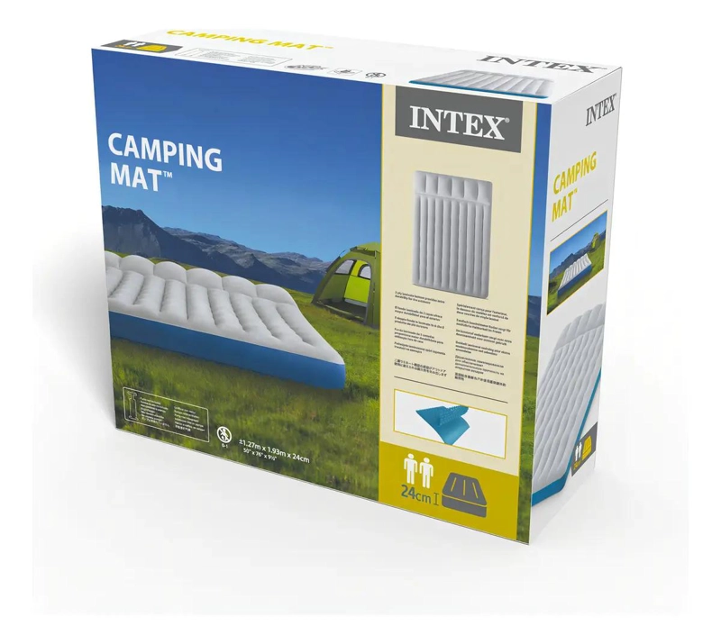 COLCHON INFLABLE PARA CAMPING GRIS 2 PLAZAS 127X193X24 CM - 4