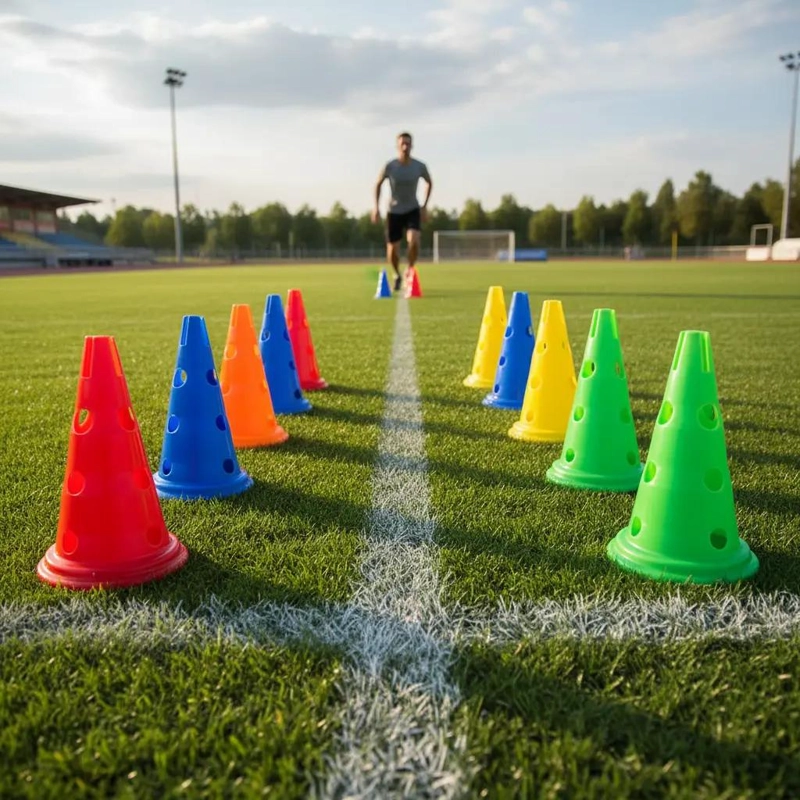 CONOS DE ENTRENAMIENTO DE 32 CM CON ORIFICIO PARA SEÑALIZACION Y TRAFICO - 1