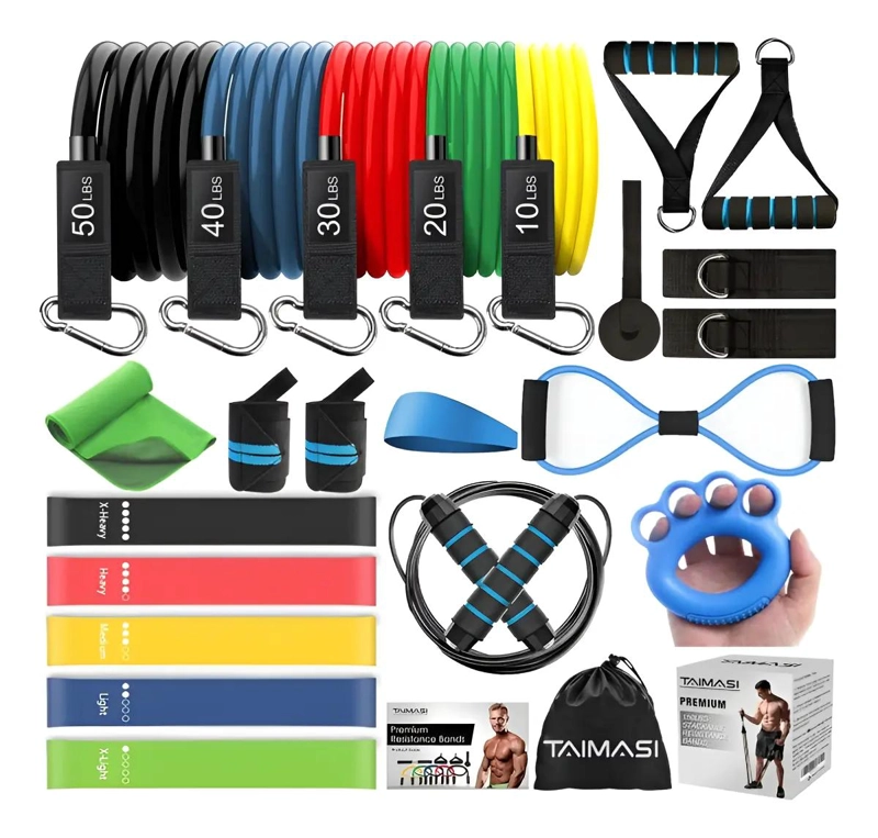KIT COMPLETO DE BANDAS ELASTICAS PARA EJERCICIO CON 21 PIEZAS VARIADAS - 1