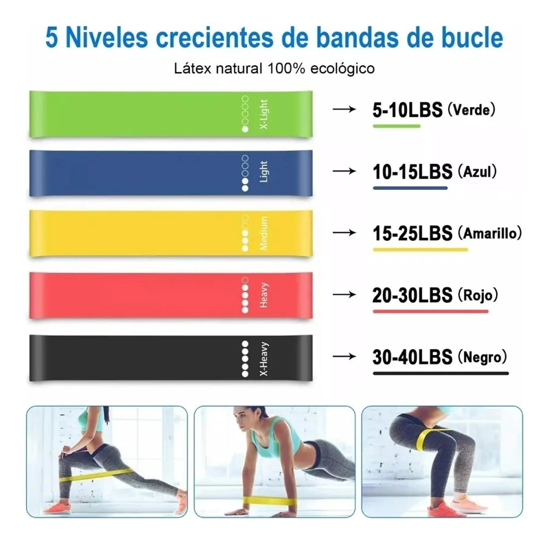 KIT COMPLETO DE BANDAS ELASTICAS PARA EJERCICIO CON 21 PIEZAS VARIADAS - 3