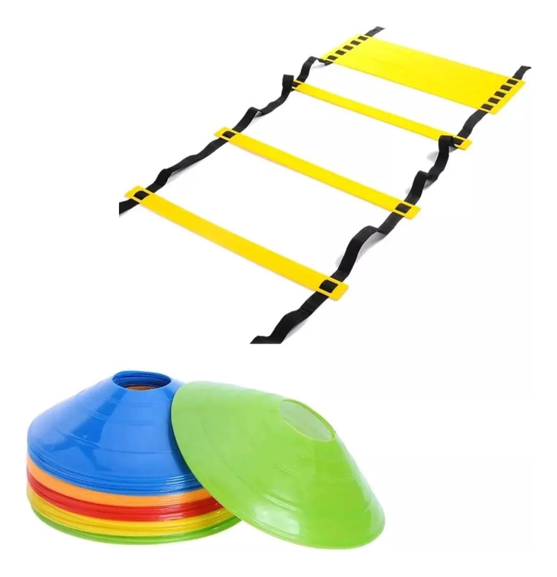 KIT DE ENTRENAMIENTO CON CONOS, ESCALERA Y AROS PARA AGILIDAD Y FUTBOL - 2