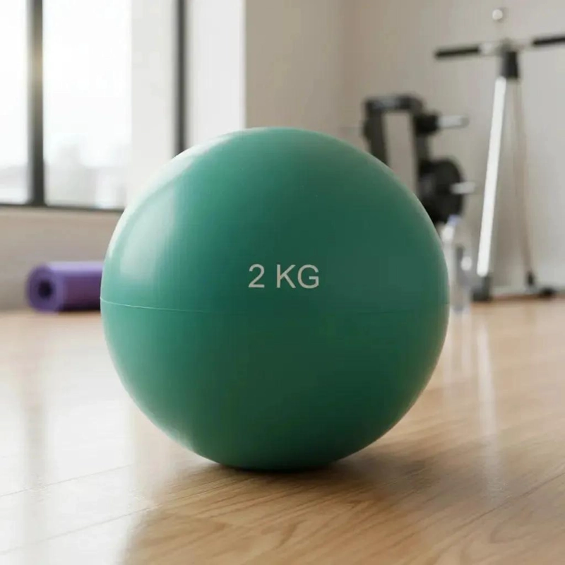 BALON MEDICINAL DE SILICONA 2 KG COLOR VERDE SIN REBOTE PARA EJERCICIOS - 2