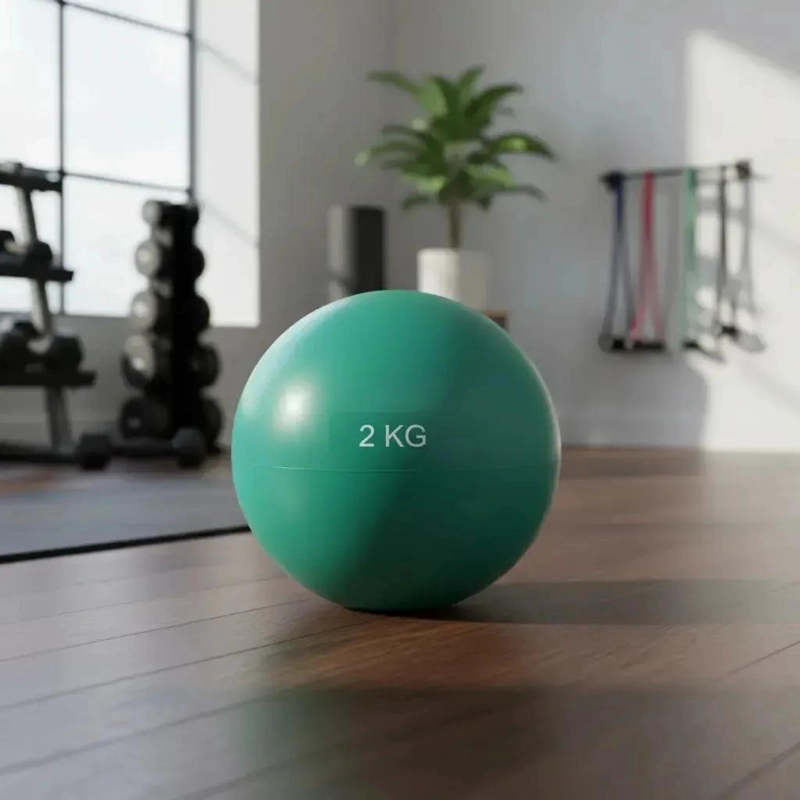 BALON MEDICINAL DE SILICONA 2 KG COLOR VERDE SIN REBOTE PARA EJERCICIOS - 3