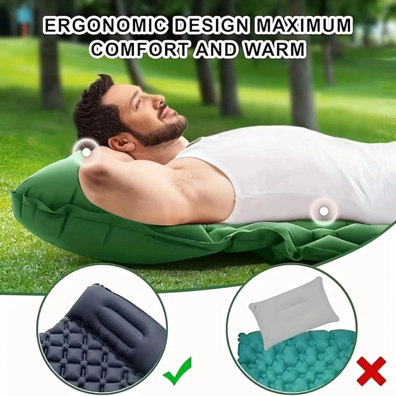 COLCHONETA INFLABLE PLEGABLE PARA CAMPING Y SENDERISMO COLOR VERDE - 1