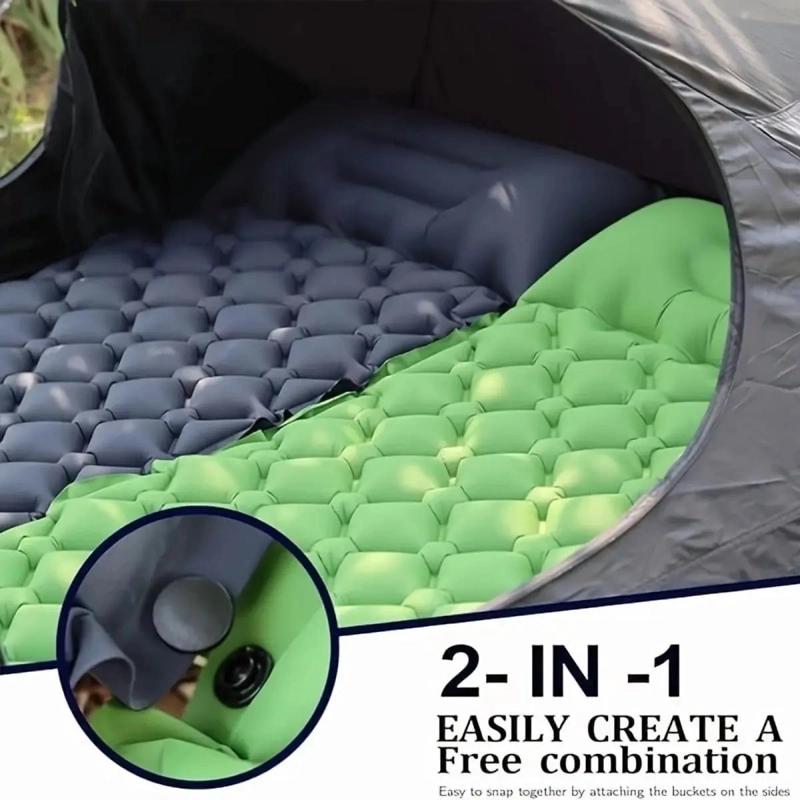 COLCHONETA INFLABLE PLEGABLE PARA CAMPING Y SENDERISMO COLOR VERDE - 2