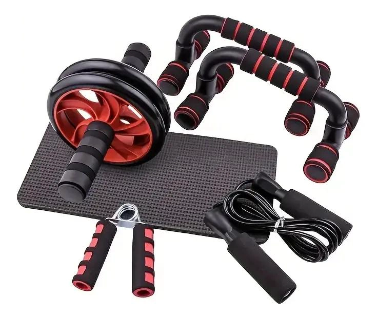 SET DE EJERCICIO CON RUEDA ABDOMINAL, CUERDA PARA SALTAR Y MANGOS PARA PUSH UPS - 2
