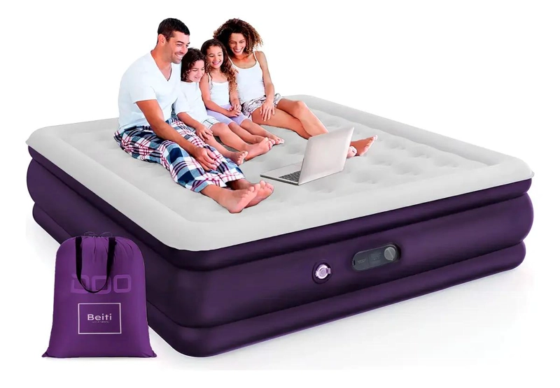 COLCHON INFLABLE PARA DOS PERSONAS COLOR VIOLETA CON BOMBA ELE CTRICA INTEGRADA - 2