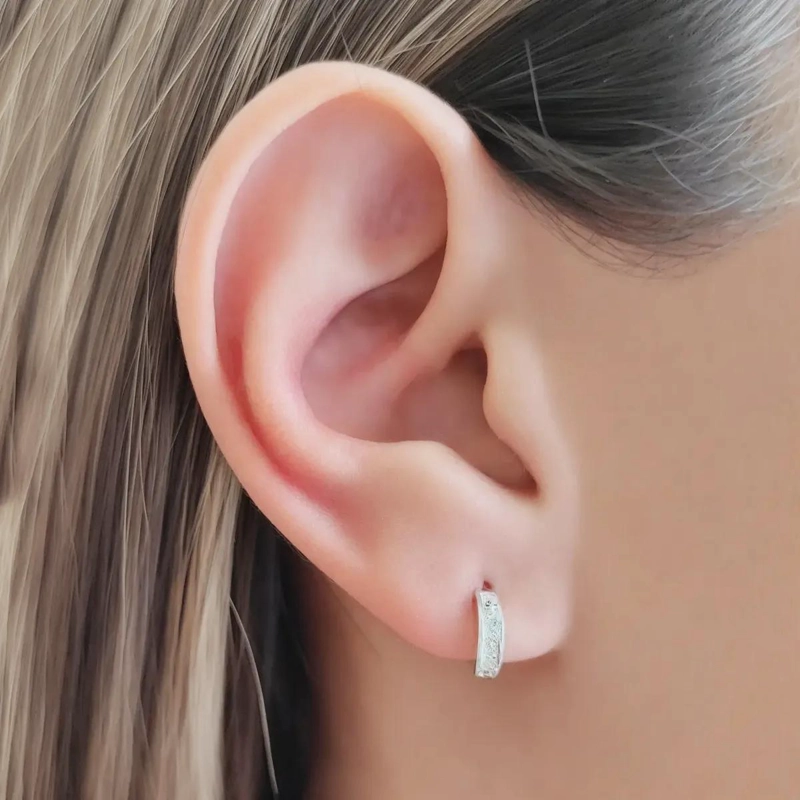 AROS PEQUEÑOS DE MEDIA ARGOLLA CON CIRCONES EN PLATA FINA 925 - 3