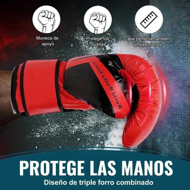 GUANTES DE BOXEO 12OZ CON CIERRE DE VELCRO PARA ENTRENAMIENTO Y KICKBOXING - 2