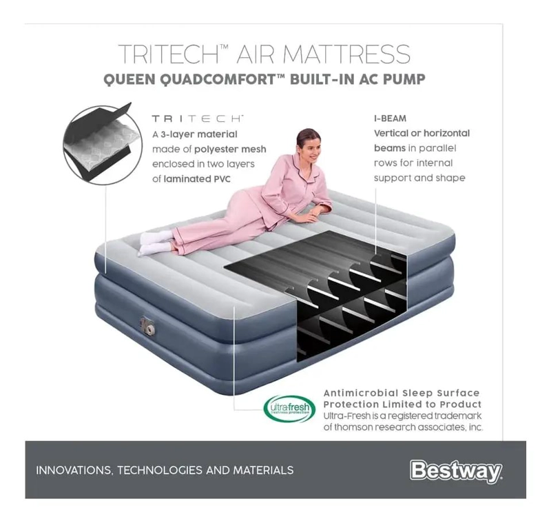 COLCHON INFLABLE ELE CTRICO TAMAÑO QUEEN CON TECNOLOGIA AVANZADA - 1