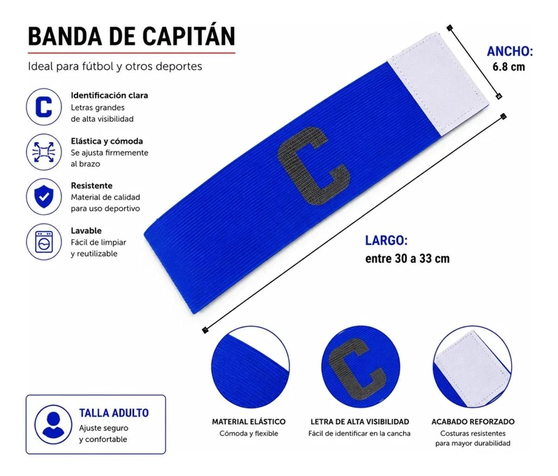 PACK DE 10 BRAZALETES DE CAPITAN PARA FUTBOLISTA EN ADULTO Y NIÑO - 2