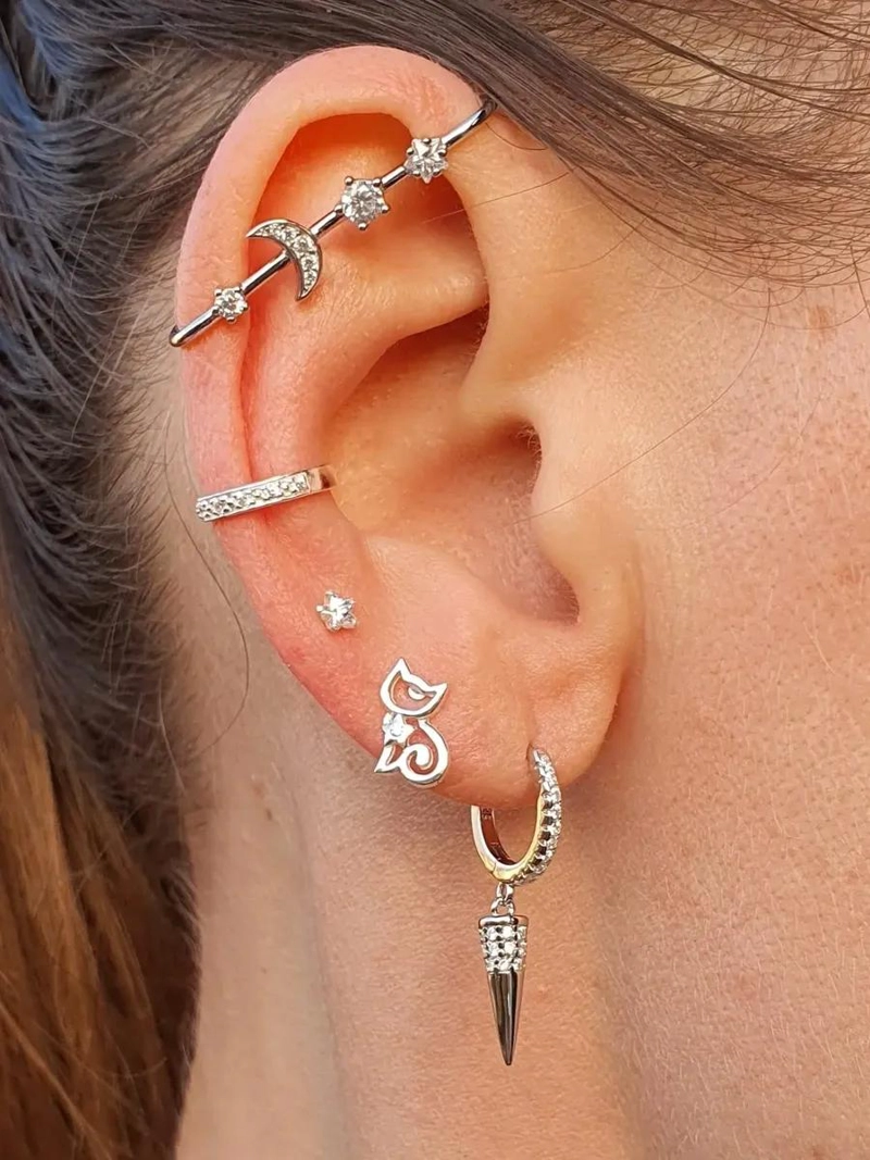 AROS PEQUEÑOS CON DISEÑO DE GATITO PARA NIÑA Y MUJER - 2