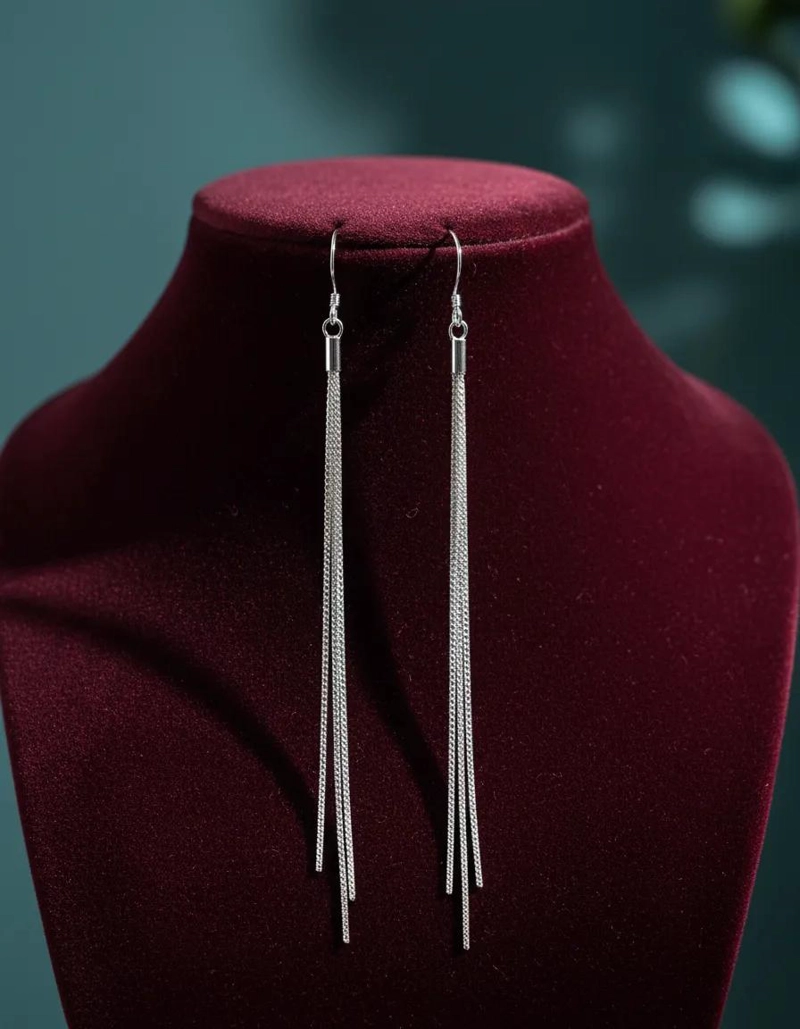AROS COLGANTES ELEGANTES DE PLATA FINA 925 CON DISEÑO DELICADO - 3
