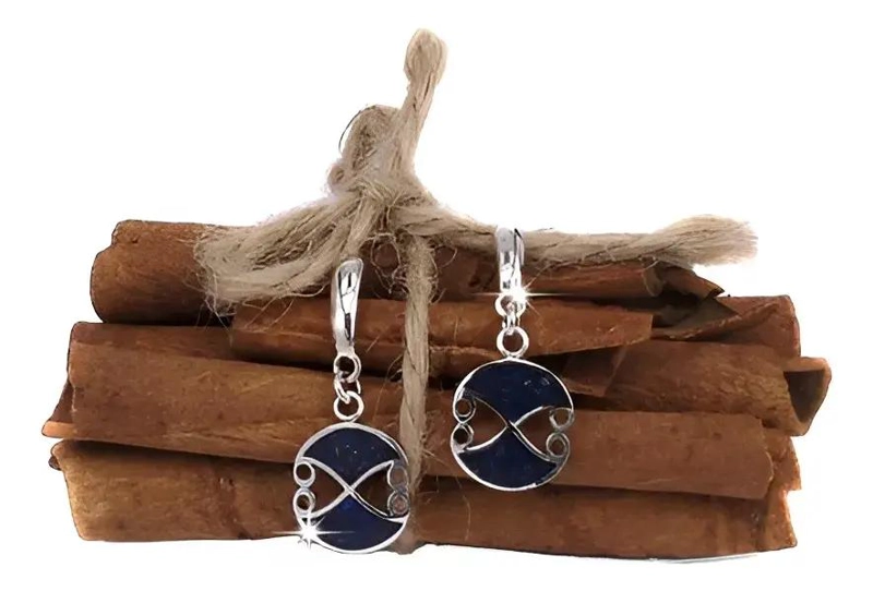 ARO CIRCULAR DE PLATA FINA CON PIEDRA NATURAL DE LAPISLAZULI - 1