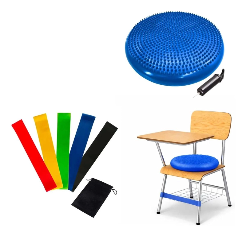 KIT DE COJIN SENSORIAL CON 5 BANDAS PARA REGULACION EN AUTISMO Y TDAH COLOR AZUL - 1