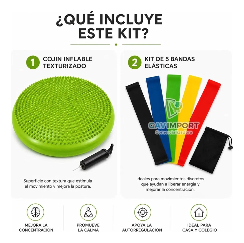 KIT DE COJIN SENSORIAL CON 5 BANDAS PARA REGULACION EN AUTISMO Y TDAH COLOR AZUL - 3