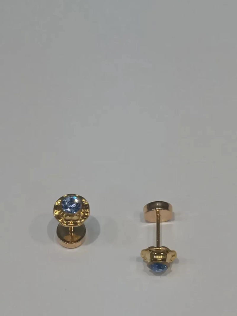 AROS DE ORO 18 QUILATES CON PIEDRA AGUA MARINA PARA BEBE - 2