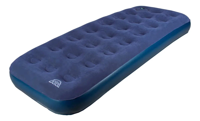 COLCHON INFLABLE INDIVIDUAL CON INFLADOR DE PIE COLOR AZUL - 1