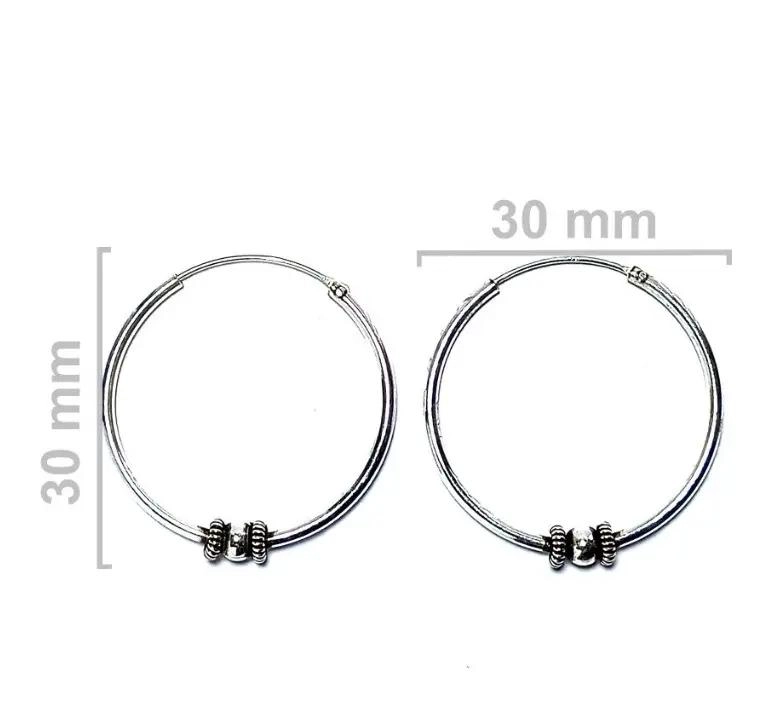 AROS ARGOLLA DE 30 MM CON DISEÑO DE BOLA ENVEJECIDA EN PLATA FINA 925 - 2